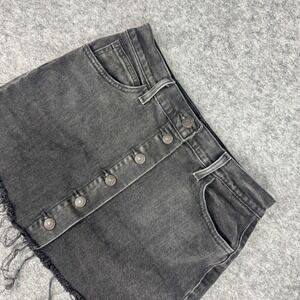Levis Deconstructed Button Front Denim Mini Skirt Faded Black 28 22863-0007